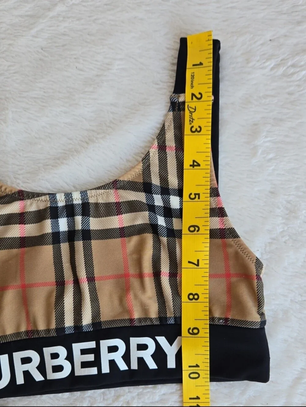 BURBERRY Vintage Check Logo Swim Top Bikini Crop Tank
